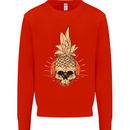 Pineapple Skull Gothic Biker Surfing Mens Sweatshirt Jumper Bright Red