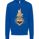Pineapple Skull Gothic Biker Surfing Mens Sweatshirt Jumper Royal Blue