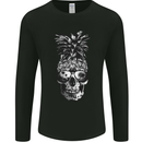 Pineapple Skull Surf Surfing Surfer Holiday Mens Long Sleeve T-Shirt Black