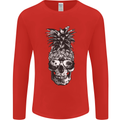 Pineapple Skull Surf Surfing Surfer Holiday Mens Long Sleeve T-Shirt Red