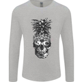 Pineapple Skull Surf Surfing Surfer Holiday Mens Long Sleeve T-Shirt Sports Grey