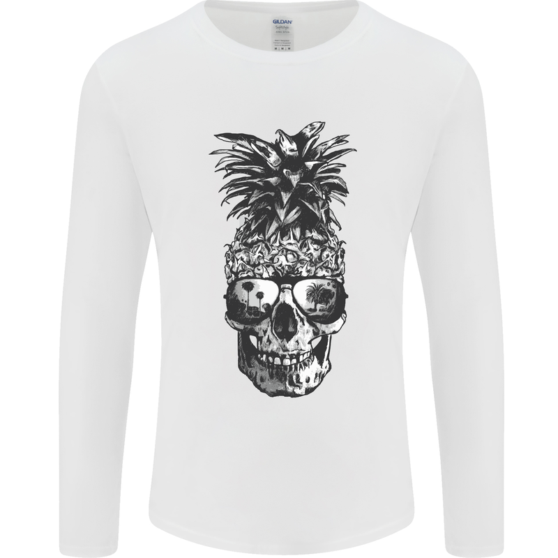 Pineapple Skull Surf Surfing Surfer Holiday Mens Long Sleeve T-Shirt White