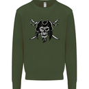 Pirate & Swords Skull Captain Jolly Roger Mens Sweatshirt Jumper Forest Green