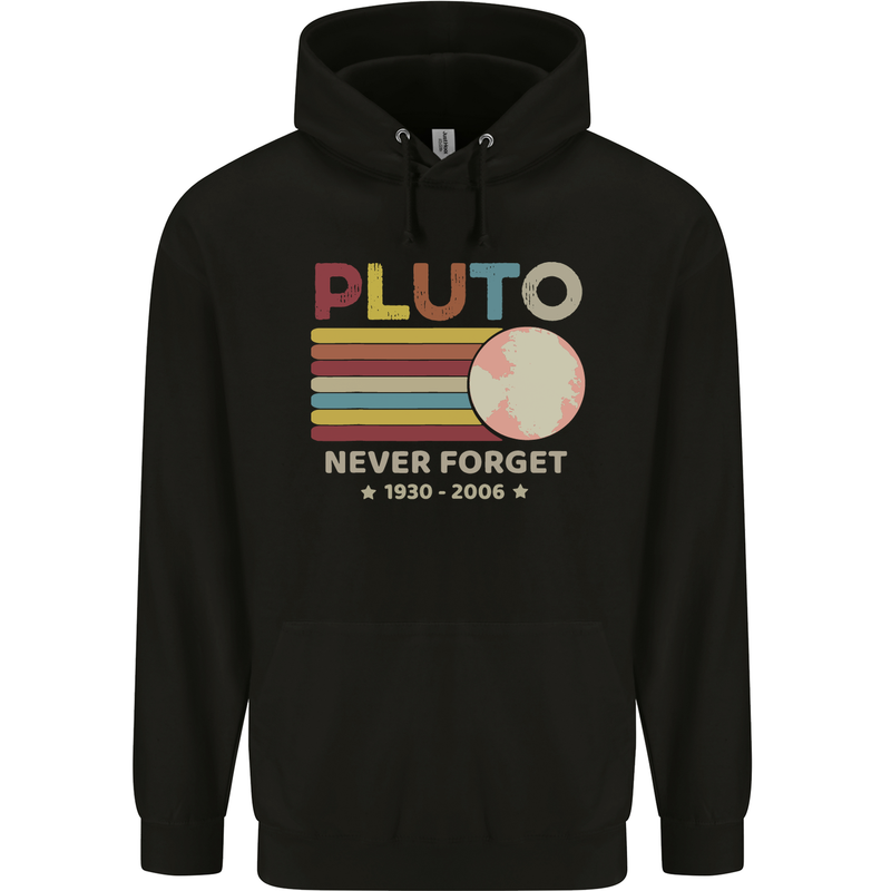 Pluto Never Forget Space Astronomy Planet Childrens Kids Hoodie Black