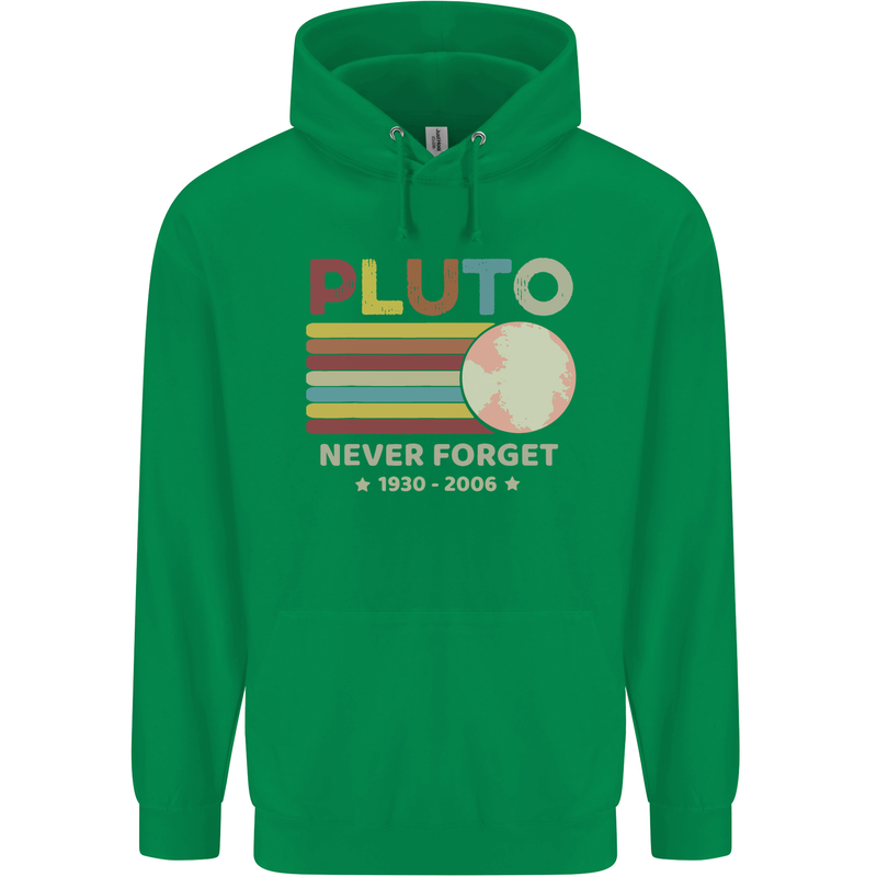 Pluto Never Forget Space Astronomy Planet Childrens Kids Hoodie Irish Green