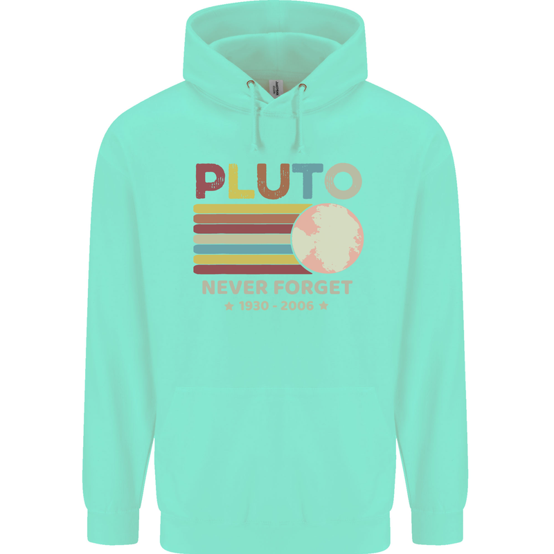 Pluto Never Forget Space Astronomy Planet Childrens Kids Hoodie Peppermint