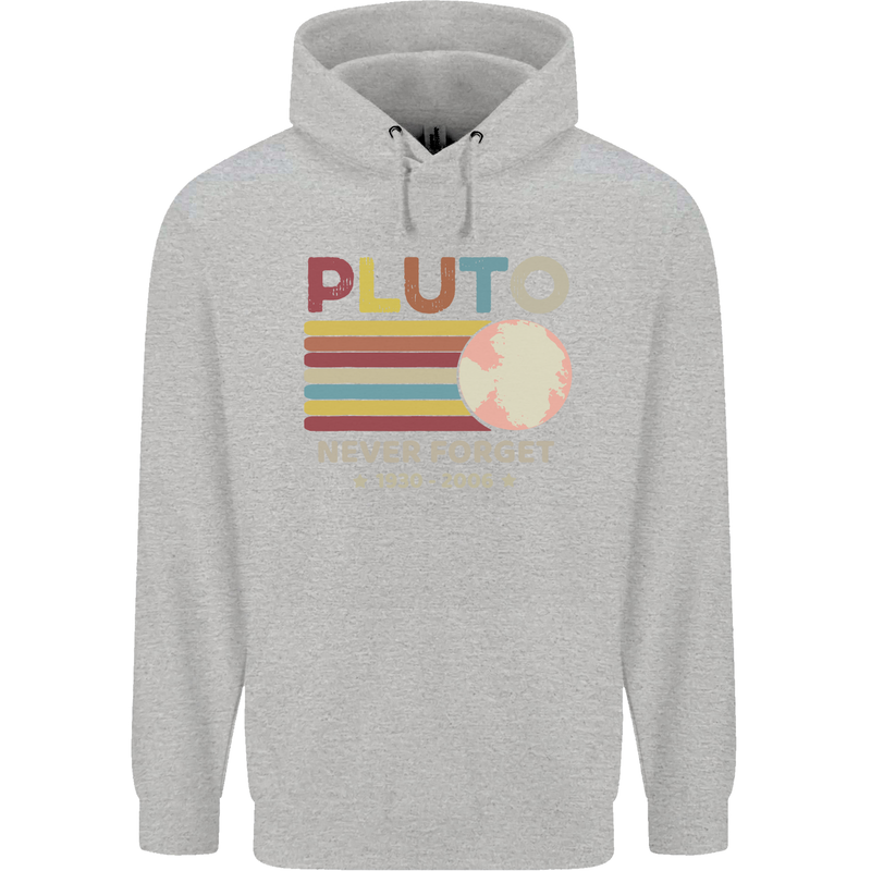 Pluto Never Forget Space Astronomy Planet Childrens Kids Hoodie Sports Grey