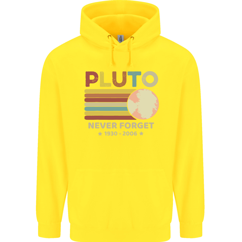 Pluto Never Forget Space Astronomy Planet Childrens Kids Hoodie Yellow