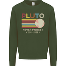 Pluto Never Forget Space Astronomy Planet Kids Sweatshirt Jumper Forest Green