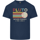 Pluto Never Forget Space Astronomy Planet Mens Cotton T-Shirt Tee Top Navy Blue