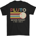 Pluto Never Forget Space Astronomy Planet Mens T-Shirt Cotton Gildan Black