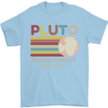Pluto Never Forget Space Astronomy Planet Mens T-Shirt Cotton Gildan Light Blue