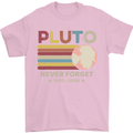 Pluto Never Forget Space Astronomy Planet Mens T-Shirt Cotton Gildan Light Pink