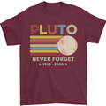 Pluto Never Forget Space Astronomy Planet Mens T-Shirt Cotton Gildan Maroon