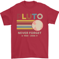 Pluto Never Forget Space Astronomy Planet Mens T-Shirt Cotton Gildan Red