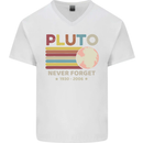 Pluto Never Forget Space Astronomy Planet Mens V-Neck Cotton T-Shirt White