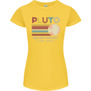 Pluto Never Forget Space Astronomy Planet Womens Petite Cut T-Shirt Yellow