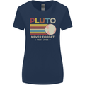 Pluto Never Forget Space Astronomy Planet Womens Wider Cut T-Shirt Navy Blue