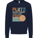Pluto Never Forget Space Planet Astronomy Kids Sweatshirt Jumper Navy Blue