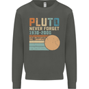Pluto Never Forget Space Planet Astronomy Kids Sweatshirt Jumper Storm Grey