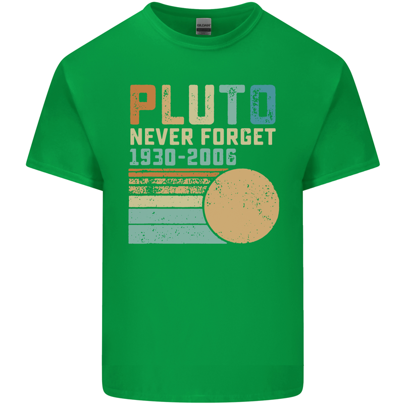 Pluto Never Forget Space Planet Astronomy Mens Cotton T-Shirt Tee Top Irish Green