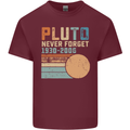 Pluto Never Forget Space Planet Astronomy Mens Cotton T-Shirt Tee Top Maroon