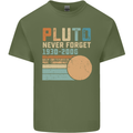 Pluto Never Forget Space Planet Astronomy Mens Cotton T-Shirt Tee Top Military Green