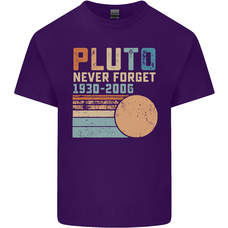 Pluto Never Forget Space Planet Astronomy Mens Cotton T-Shirt Tee Top Purple