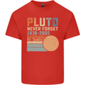 Pluto Never Forget Space Planet Astronomy Mens Cotton T-Shirt Tee Top Red