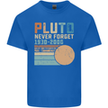 Pluto Never Forget Space Planet Astronomy Mens Cotton T-Shirt Tee Top Royal Blue