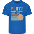 Pluto Never Forget Space Planet Astronomy Mens Cotton T-Shirt Tee Top Royal Blue