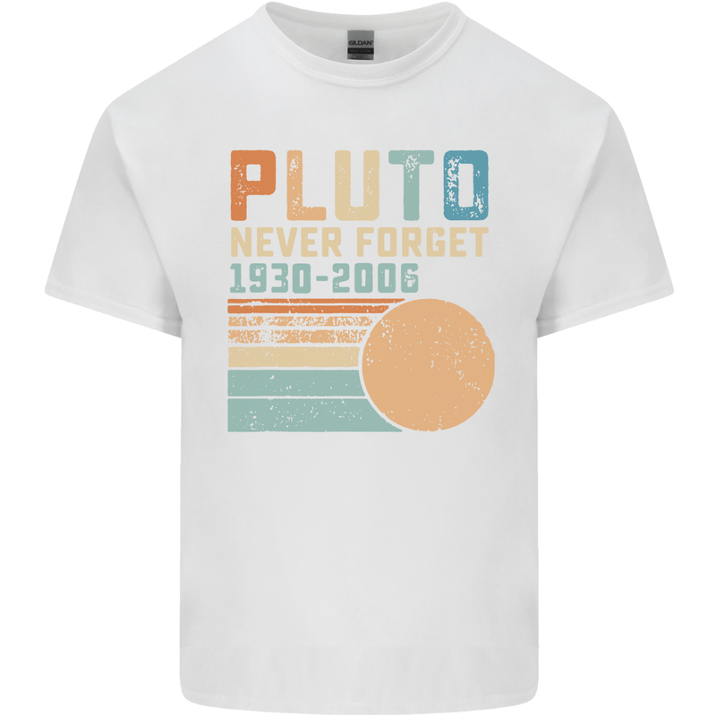 Pluto Never Forget Space Planet Astronomy Mens Cotton T-Shirt Tee Top White