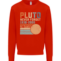 Pluto Never Forget Space Planet Astronomy Mens Sweatshirt Jumper Bright Red
