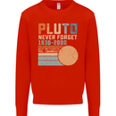 Pluto Never Forget Space Planet Astronomy Mens Sweatshirt Jumper Bright Red