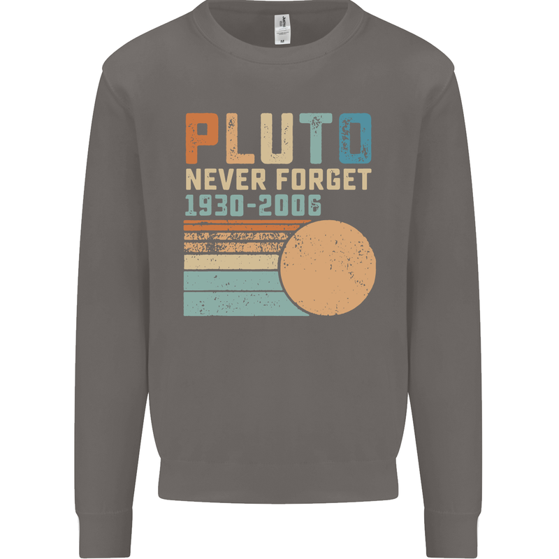 Pluto Never Forget Space Planet Astronomy Mens Sweatshirt Jumper Charcoal