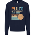 Pluto Never Forget Space Planet Astronomy Mens Sweatshirt Jumper Navy Blue