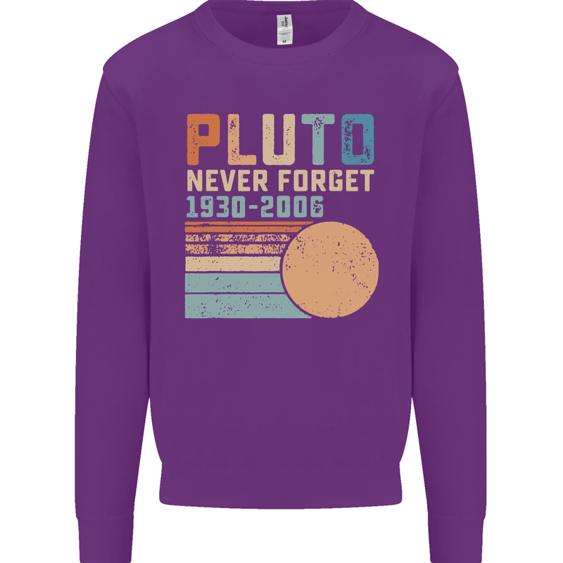 Pluto Never Forget Space Planet Astronomy Mens Sweatshirt Jumper Purple