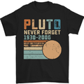 Pluto Never Forget Space Planet Astronomy Mens T-Shirt Cotton Gildan Black