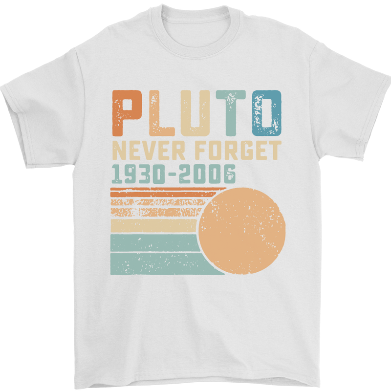Pluto Never Forget Space Planet Astronomy Mens T-Shirt Cotton Gildan White