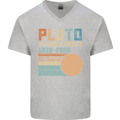 Pluto Never Forget Space Planet Astronomy Mens V-Neck Cotton T-Shirt Sports Grey