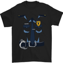 Police Fancy Dress Costume Outfit Stag Do Mens T-Shirt Cotton Gildan Black