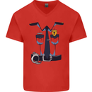 Police Fancy Dress Costume Outfit Stag Do Mens V-Neck Cotton T-Shirt Red