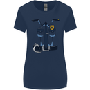 Police Fancy Dress Costume Outfit Stag Do Womens Wider Cut T-Shirt Navy Blue