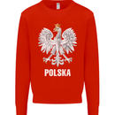 Polska Orzel Poland Flag Polish Football Mens Sweatshirt Jumper Bright Red
