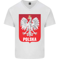 Polska Orzel Poland Flag Polish Football Mens V-Neck Cotton T-Shirt White