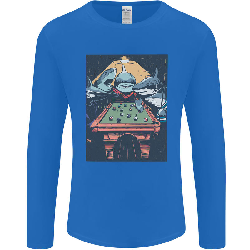 Pool Shark Snooker Player Mens Long Sleeve T-Shirt Royal Blue