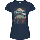 Pool Shark Snooker Player Womens Petite Cut T-Shirt Navy Blue