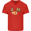 Potato Murder Funny Food BBQ Chef Mens V-Neck Cotton T-Shirt Red
