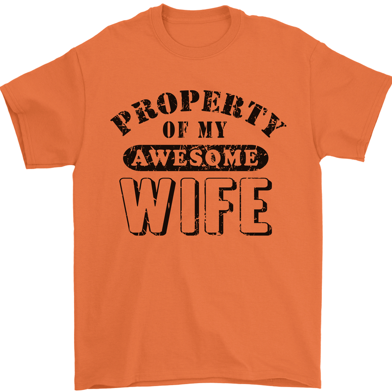 Property of My Awesome Wife Valentine's Day Mens T-Shirt Cotton Gildan Orange