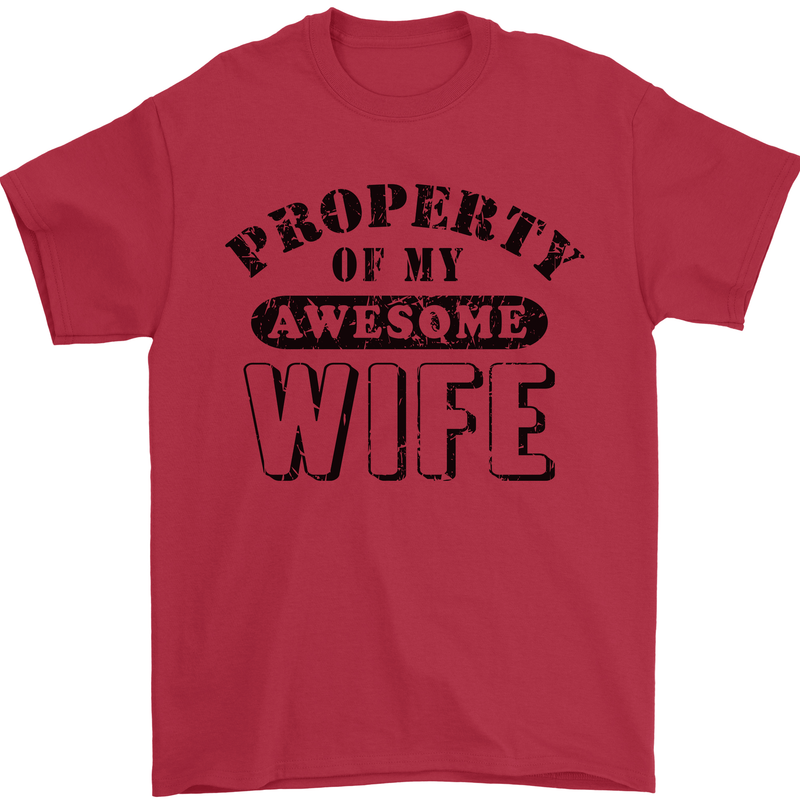 Property of My Awesome Wife Valentine's Day Mens T-Shirt Cotton Gildan Red